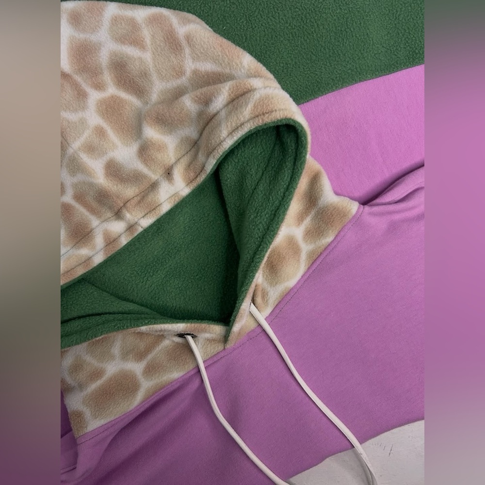 COPPER MOTH pastel and giraffe print block colour FLEECE/POLAR FLEECE